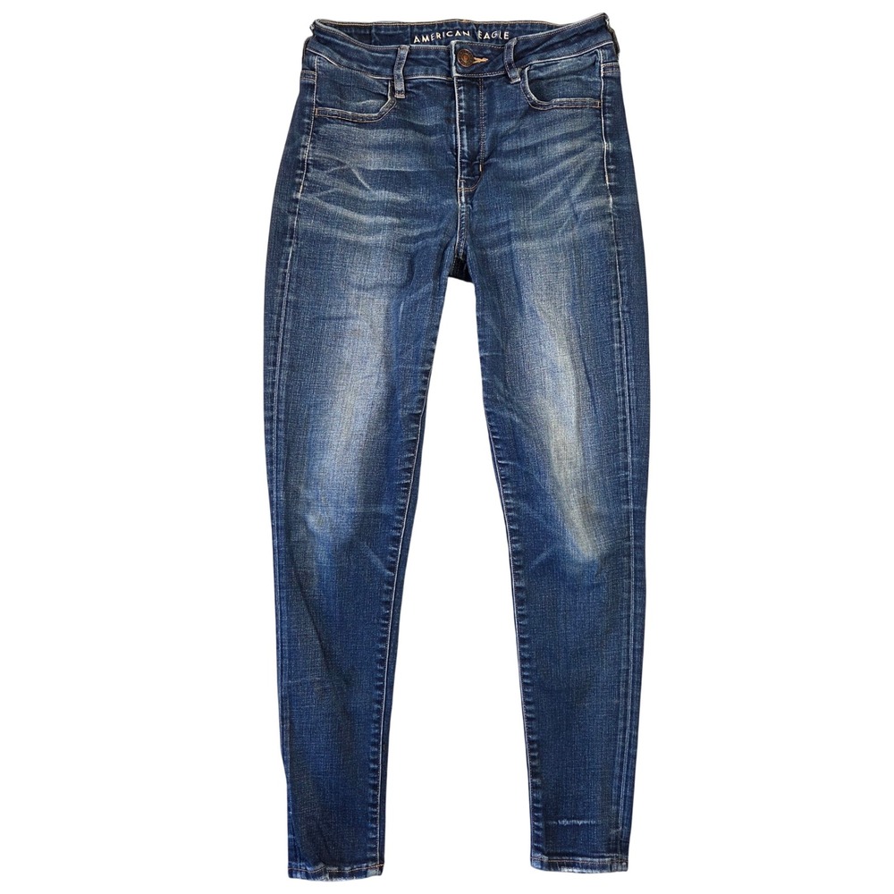 American Eagle Womens Hi-Rise Jegging Medium Wash Super Stretch Jeans Size 8 Reg